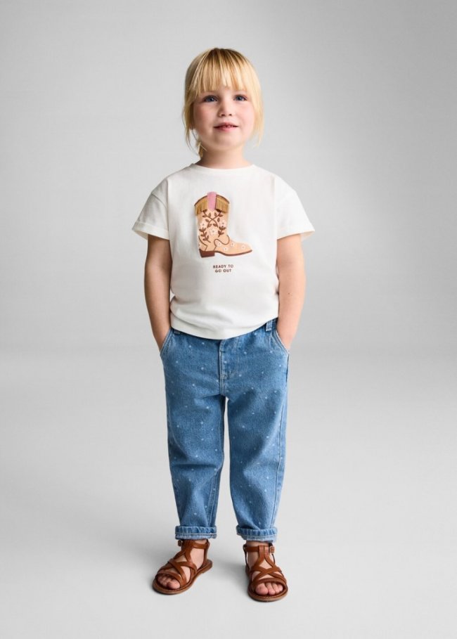 Mango Camiseta estampado relieve - Blanco roto