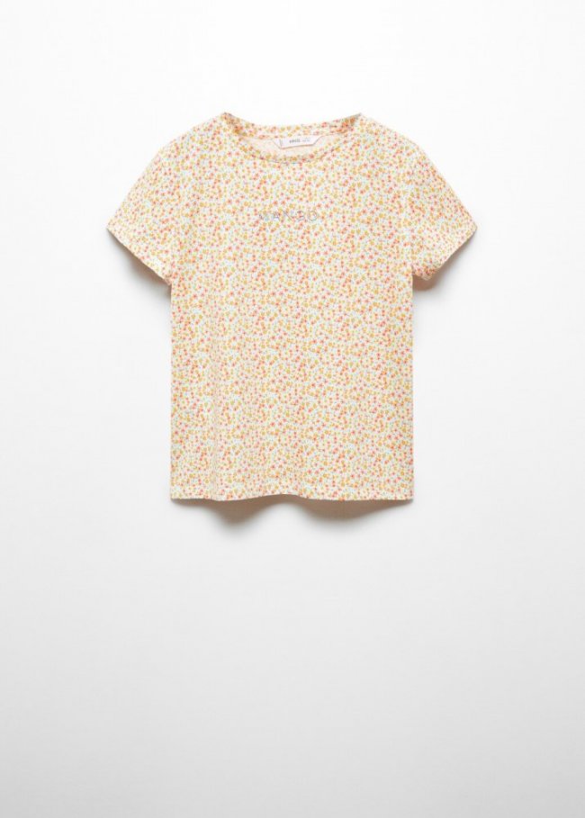 Mango Camiseta logo manga corta - Naranja