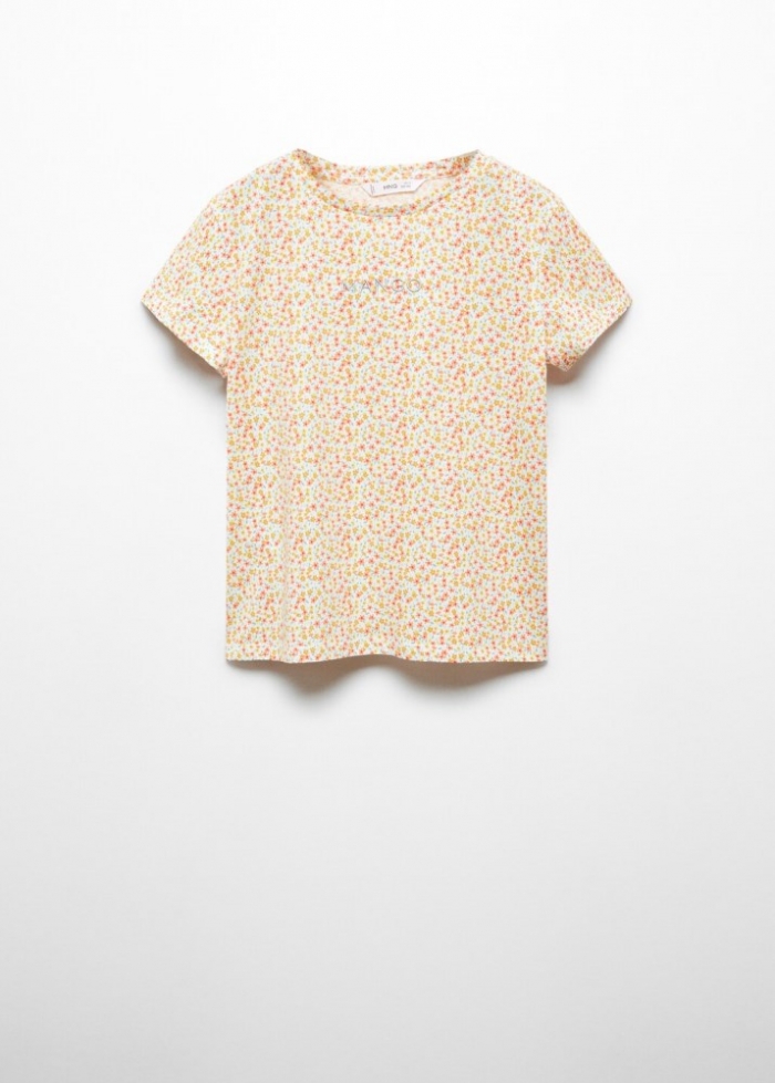 Mango Camiseta logo manga corta - Naranja
