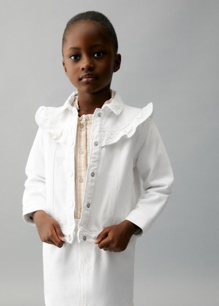 Mango Chaqueta vaquera volantes - Blanco