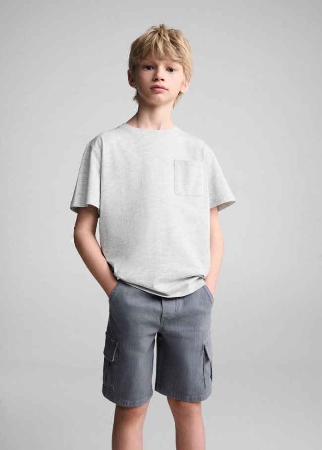 Mango Camiseta básica algodón - Gris claro vigoré