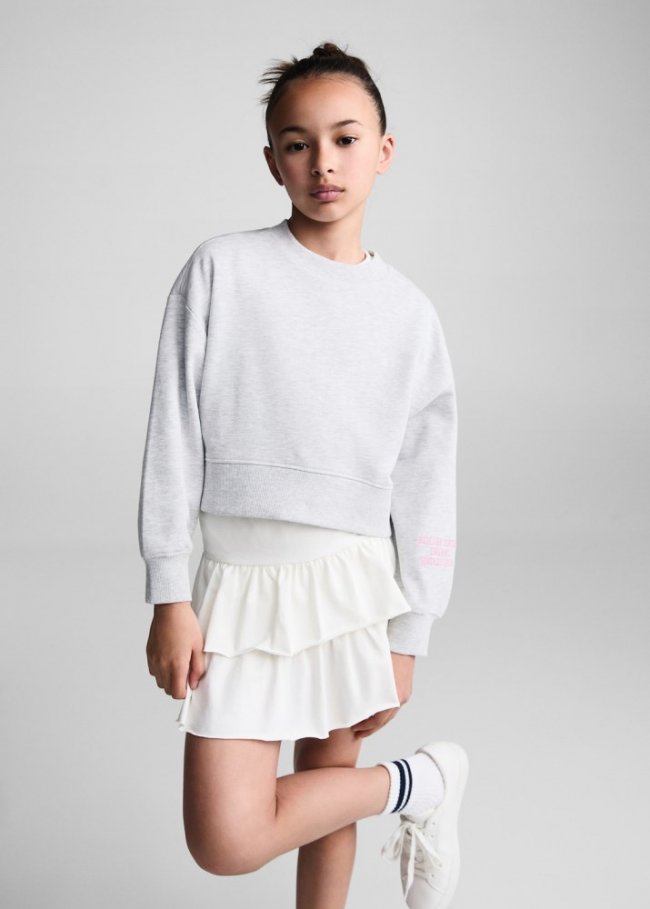 Mango Sudadera crop mensaje - Gris