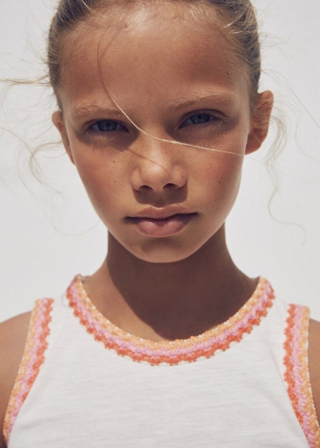 Mango Camiseta tirantes detalle bordado - Blanco roto