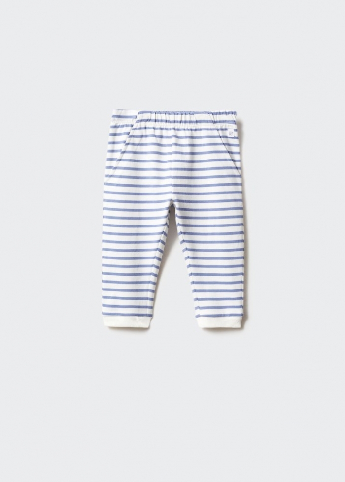 Mango Pantalón algodón rayas - Azul
