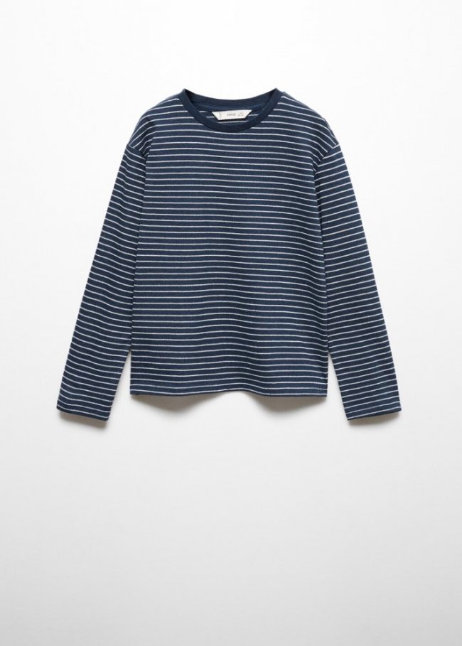Mango Camiseta manga larga rayas - Azul noche
