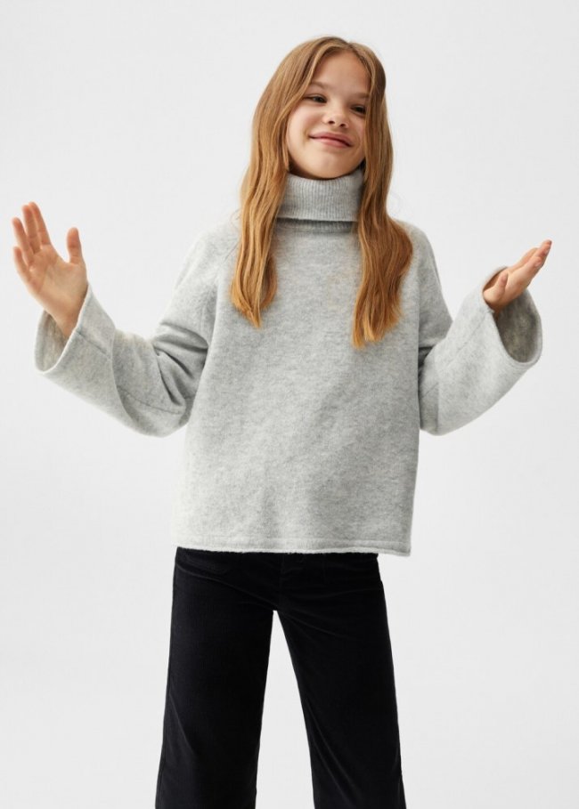 Mango Jersey punto cuello alto - Gris