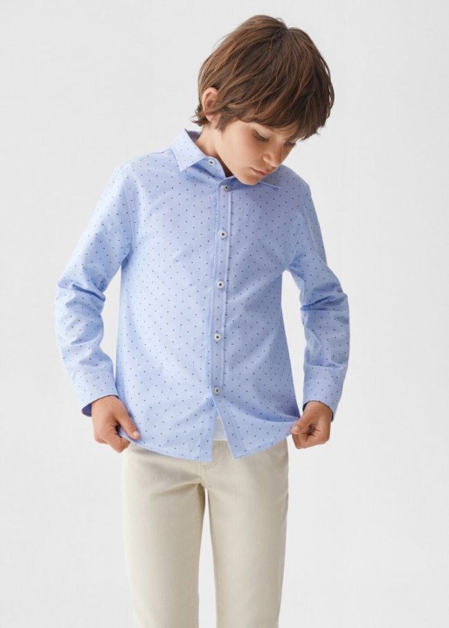 Mango Camisa estampada algodón - Azul celeste