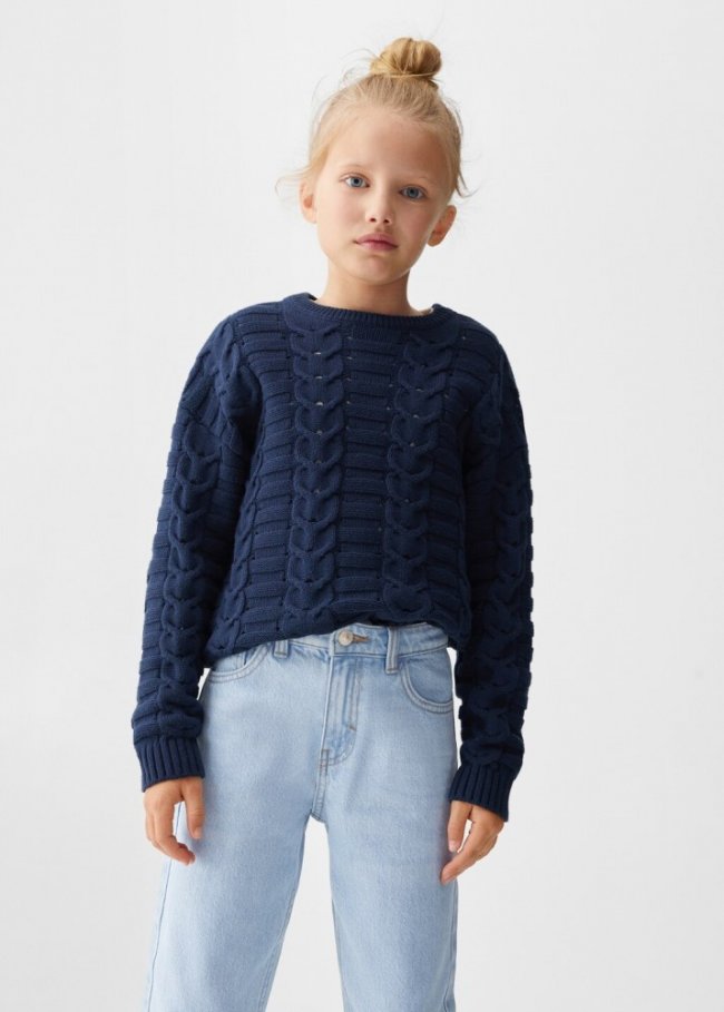 Mango Jeans mom-fit algodón - Azul claro