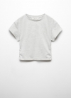 Mango Camiseta algodón detalle fruncido - Gris claro vigoré