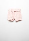 Mango Shorts paperbag cinturón - Rosa pastel