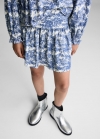 Mango Falda plisada estampada - Azul