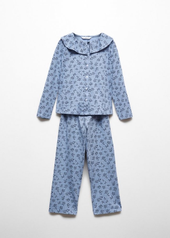 Mango Pijama largo algodón estampado - Azul