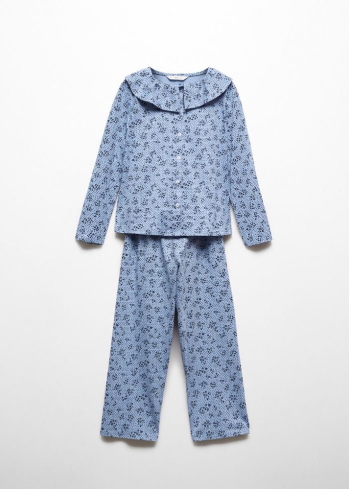 Mango Pijama largo algodón estampado - Azul