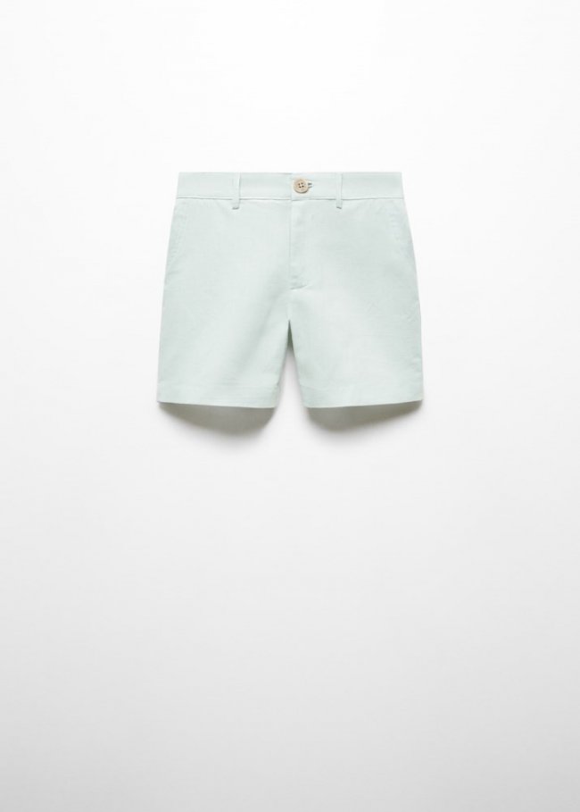Mango Bermudas lino - Verde pastel