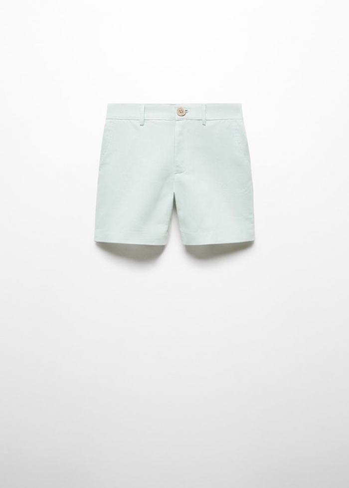 Mango Bermudas lino - Verde pastel