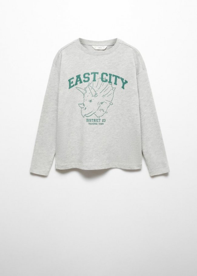 Mango Camiseta estampada algodón - Gris medio vigoré