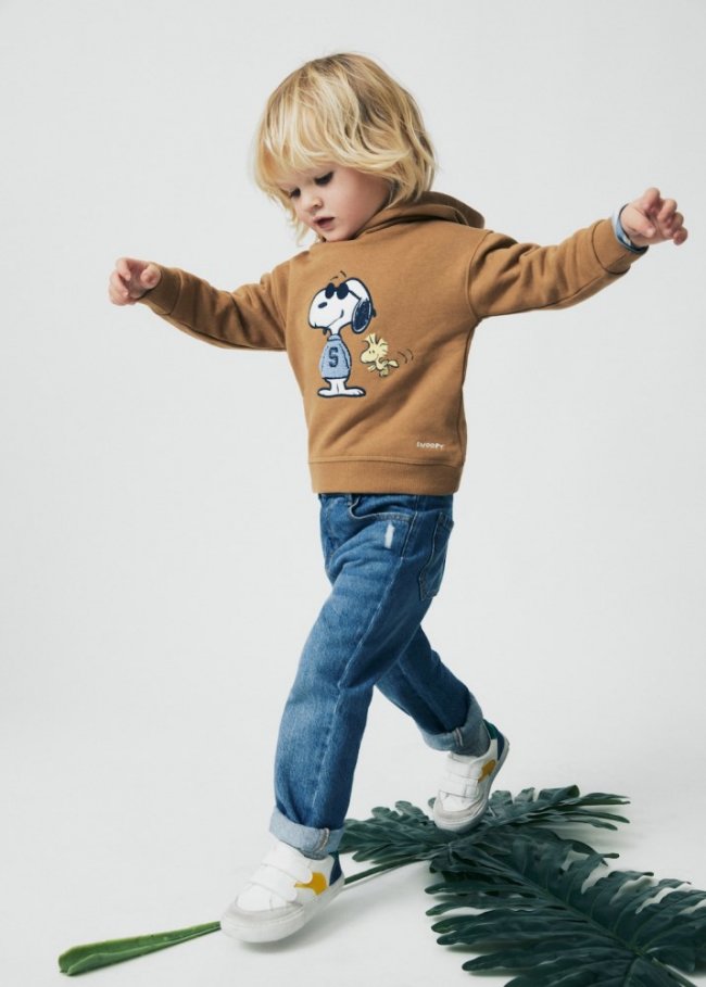 Mango Sudadera Snoopy textura - Ocre