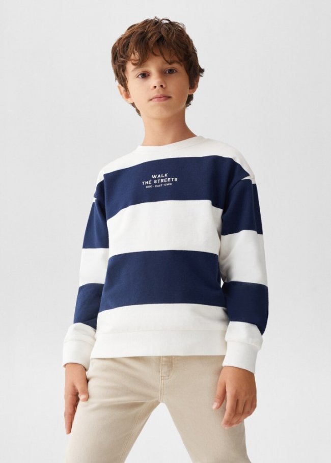 Mango Sudadera algodón rayas - Azul marino oscuro