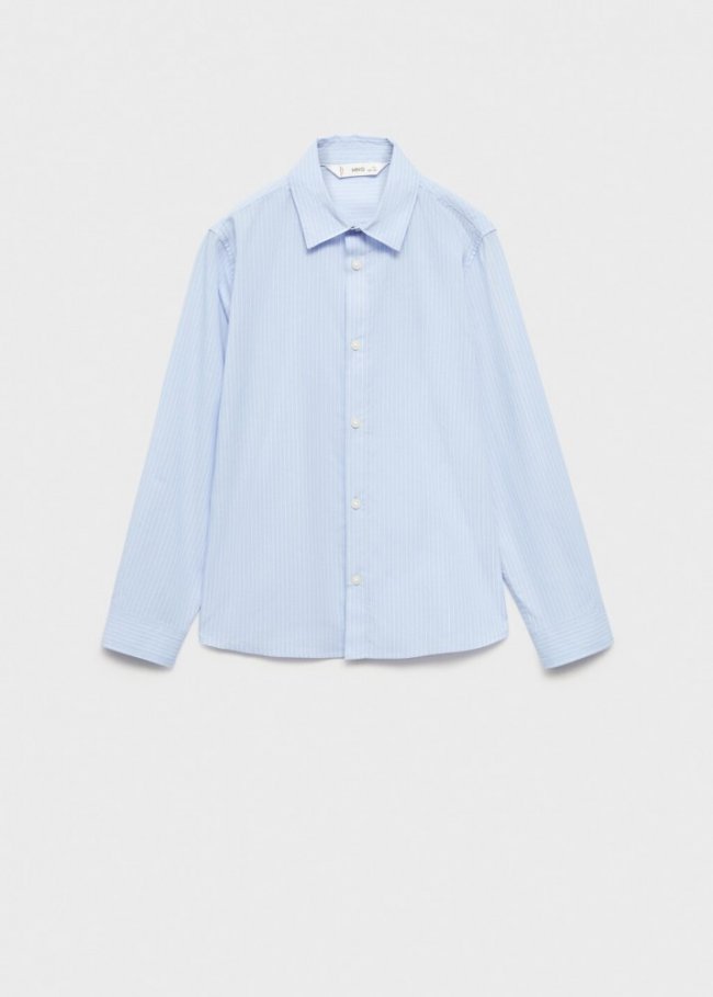 Mango Camisa algodón rayas - Azul celeste