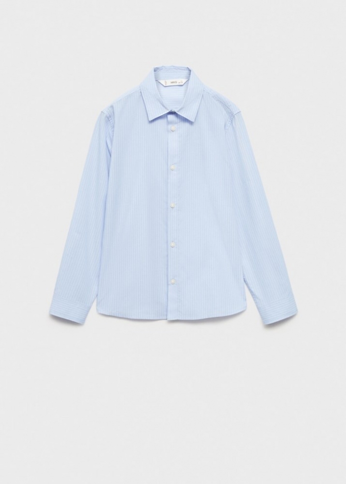 Mango Camisa algodón rayas - Azul celeste