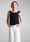 Mango Top tirantes volante - Azul marino oscuro