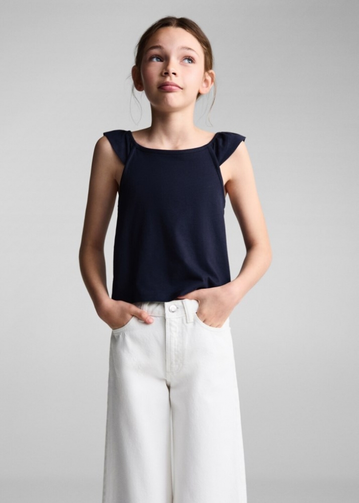 Mango Top tirantes volante - Azul marino oscuro