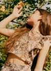 Mango Blusa estampada volantes - Negro