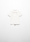 Mango Polo algodón textura - Blanco roto