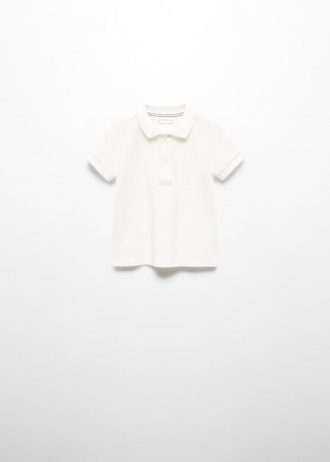 Mango Polo algodón textura - Blanco roto