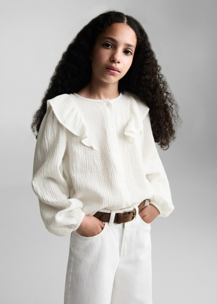 Mango Blusa algodón bambula - Blanco