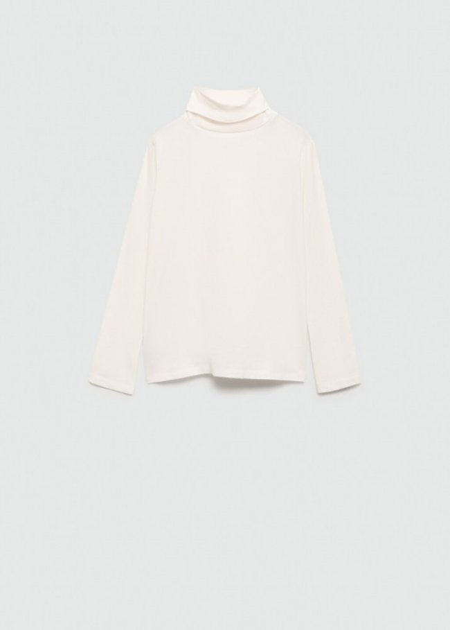 Mango Camiseta manga larga cuello alto - Blanco roto