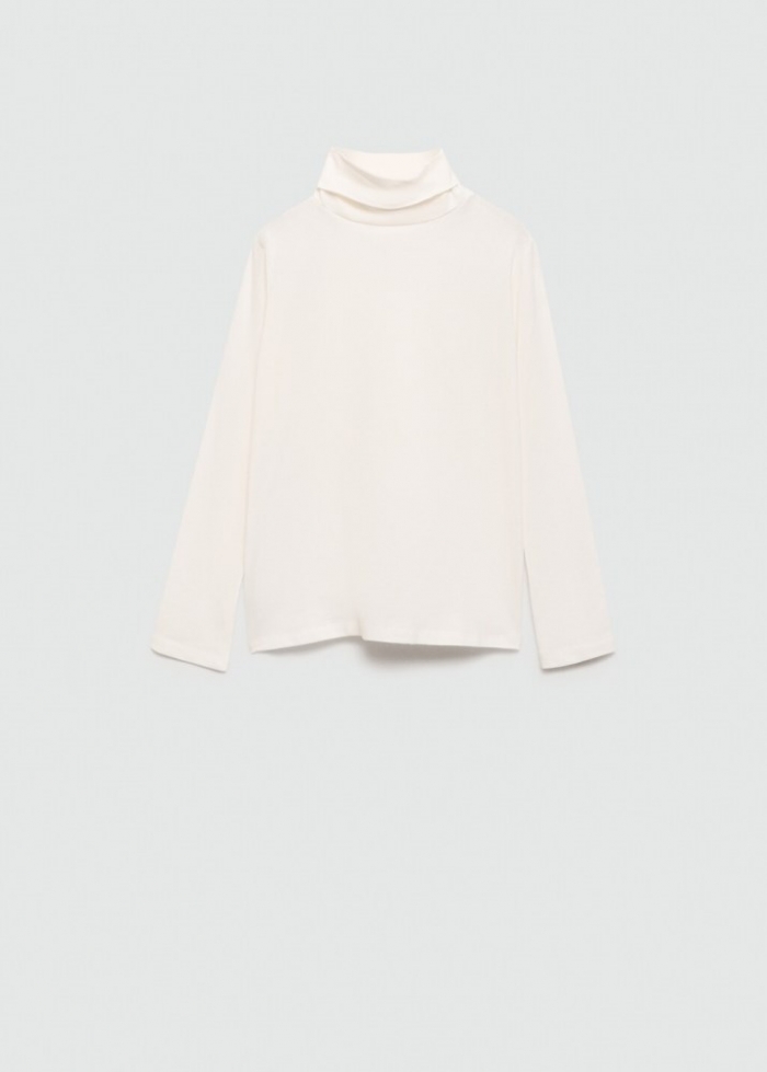 Mango Camiseta manga larga cuello alto - Blanco roto