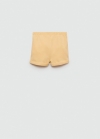 Mango Short algodón botones - Amarillo