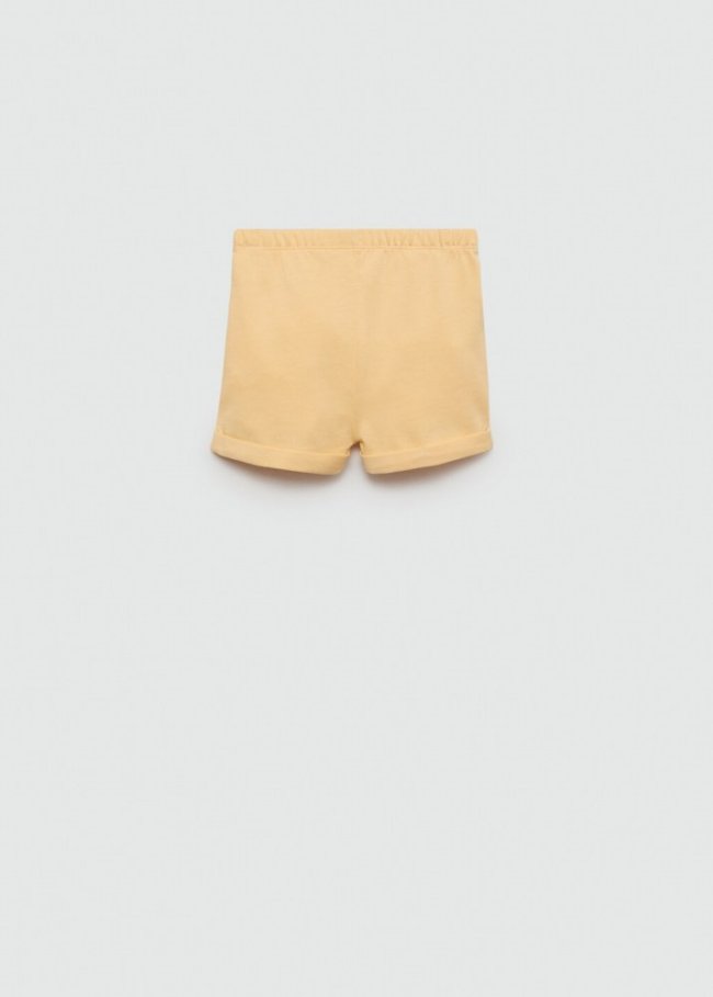 Mango Short algodón botones - Amarillo