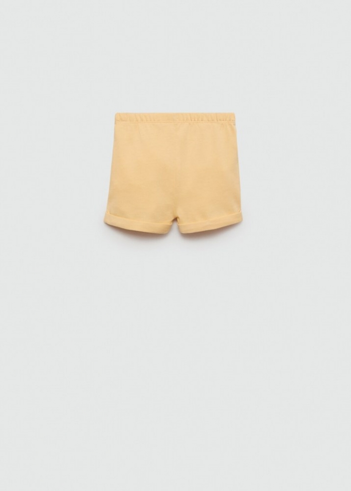 Mango Short algodón botones - Amarillo