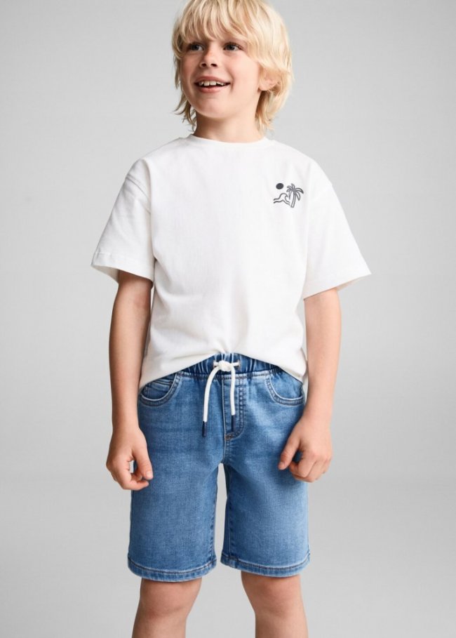 Mango Bermudas denim cintura elástica - Azul medio