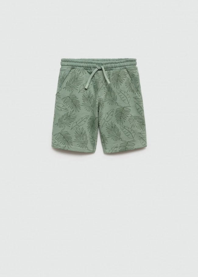 Mango Bermudas estampado hojas - Khaki