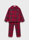 Mango Pijama dos piezas largo cuadros - Rojo