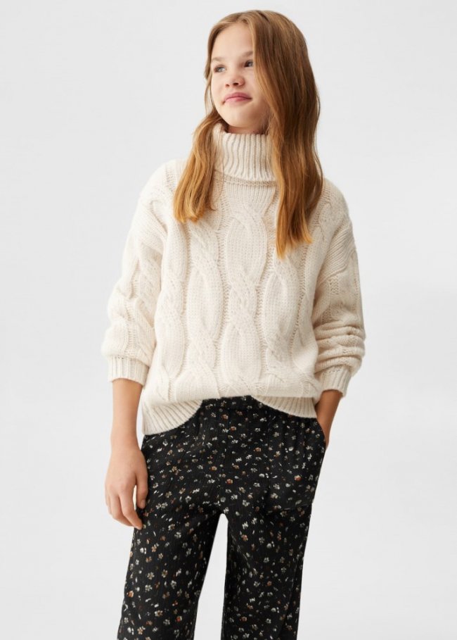 Mango Pantalón estampado flores - Negro