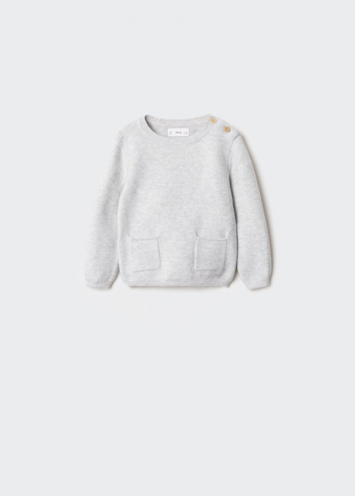 Mango Jersey punto bolsillos - Gris claro vigoré