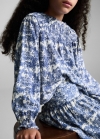 Mango Blusa estampada fruncido - Azul