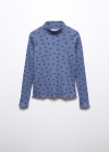 Mango Camiseta canalé cuello alto - Azul