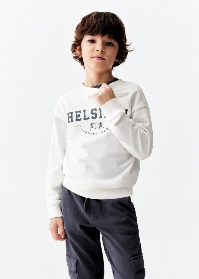 Mango Sudadera algodón mensaje - Blanco roto