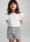 Mango Short estampado rayas - Blanco roto