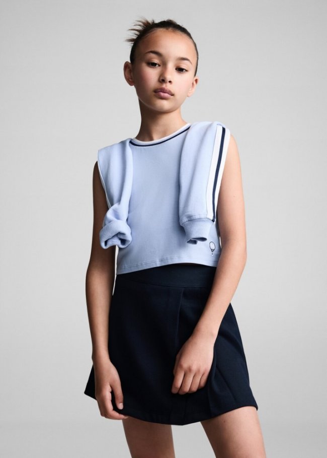 Mango Camiseta tirantes detalle bordado - Azul celeste