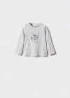 Mango Camiseta estampada algodón - Gris medio vigoré