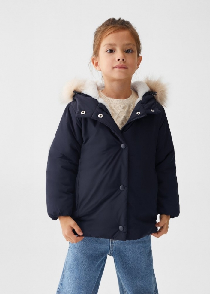 Mango Chaqueta engomada - Azul marino oscuro