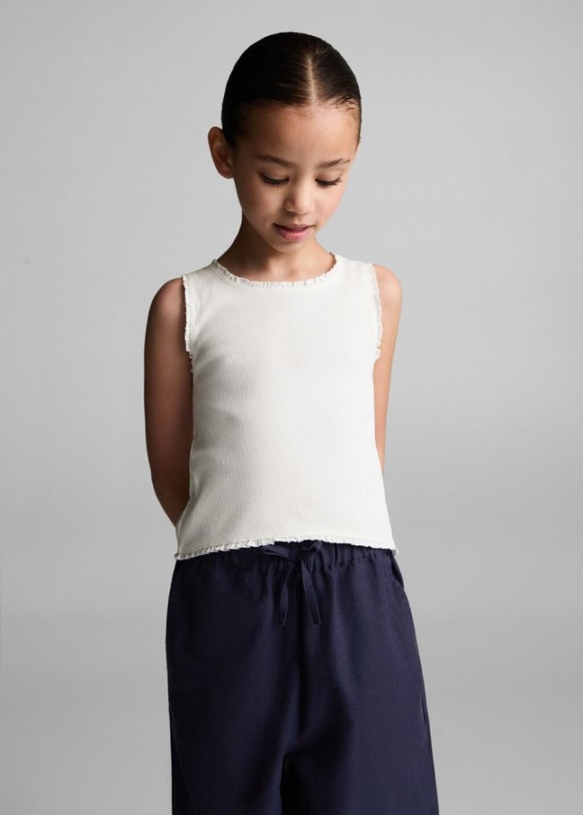 Mango Camiseta tirantes canalé - Blanco roto