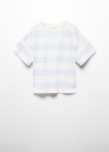 Mango Camiseta algodón rayas - Azul celeste