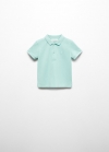 Mango Polo algodón textura - Turquesa